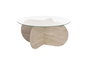 Nordure Mesa de Café Travertino y Transparente, Vidrio Templado, 75x35x75 cm